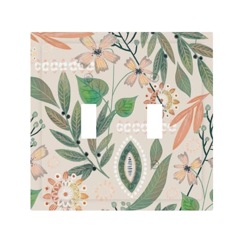 2-Gang-Lichtschalter-Abdeckung, dekorative Wandplatte, elektrische Frontplatte für Landhausstil, Badezimmer, Zuhause, Wohnzimmer, pastoral, rosa Blumenmuster, grünes Blatt 2-Gang-Lichtschalter-Abdeckung, dekorative Wandplatte, elektrische Frontplatte für Landhausstil, Badezimmer, Zuhause, Wohnzimmer, pastoral, rosa Blumenmuster, grünes Blatt von CVRELKHED
