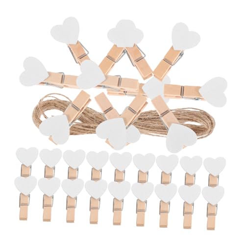 CVUTOVO 1 Satz Herz Holzklammern mit Jute Schnur Kreative Fotoklammern für DIY Hochzeits und Partydekoration Langlebig und Vielseitig Einsetzbar von CVUTOVO
