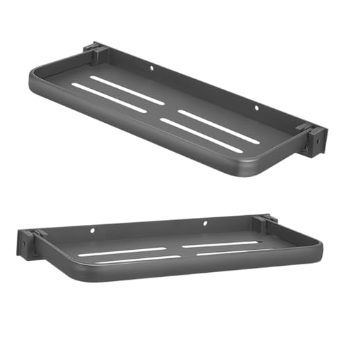 CVUTOVO 2 Stück Ablagefach Duschregal klappbare Wandregale Küchenregal klappbar faltbares Schweberegal Küchenwandregal schwimmende Regale für das Badezimmer Aluminiumlegierung Grau von CVUTOVO