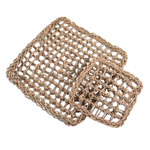 CVUTOVO 2 Stück Handgewebte Kleintier Grasmatte Natürliche Kauspielmatte für Kaninchen und Meerschweinchen Robustes Sicheres Material Zahnpflege und Spielspaß von CVUTOVO