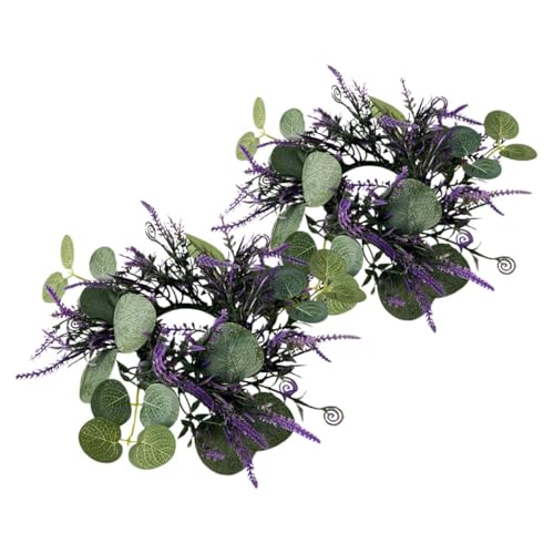 CVUTOVO 2stücke Kerzenringe Künstliche Blumen Eukalyptusblätter Grünkranz Für Hochzeit Party Zuhause Tischdekoration von CVUTOVO