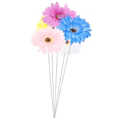 CVUTOVO 5 Stück Teiliges Gartenstecker mit Seidenblumen Dekorative Metallpflöcke für Blumenbeete Rasen und Töpfe für und Außendekoration von CVUTOVO