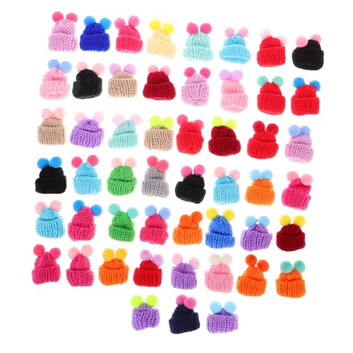 CVUTOVO 50 Stück Mini Strickmützen Dekorative Häubchen für DIY Bastelprojekte Weihnachtsdeko und Mini Hausdekoration für Puppen und Kreative Bastelideen von CVUTOVO