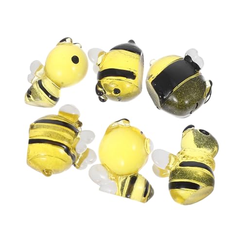CVUTOVO 6 Stück Miniatur Bienenfiguren Resin Bienen Toppers für DIY Mikrogärten Bezaubernde Deko für Geburtstagsfeiern und Kreative Bastelprojekte von CVUTOVO