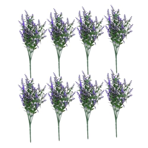 CVUTOVO 8 Stück Teiliges Künstliche Lavendel Pflanzen aus Kunststoff Realistische Deko für Innen und Außen UV Beständig als Fotorequisite und Wohnraumdekoration in Vasen und Tischen von CVUTOVO