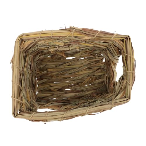 CVUTOVO Hamster Versteck Haus aus Natürlichem Gras Handgefertigtes Kuscheltunnel Kleine Haustiere Stressreduzierendes Nest Geeignet für Hamsterkäfig und Kleintiere von CVUTOVO