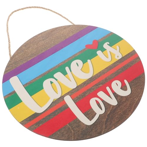 CVUTOVO Pride Dekoration Regenbogen Türschild Aus Holz Hängende Deko Für Pride Month Langlebiges Schild Für Tür Oder Wand Fröhliche Partydekoration Für LGBT Feiern von CVUTOVO