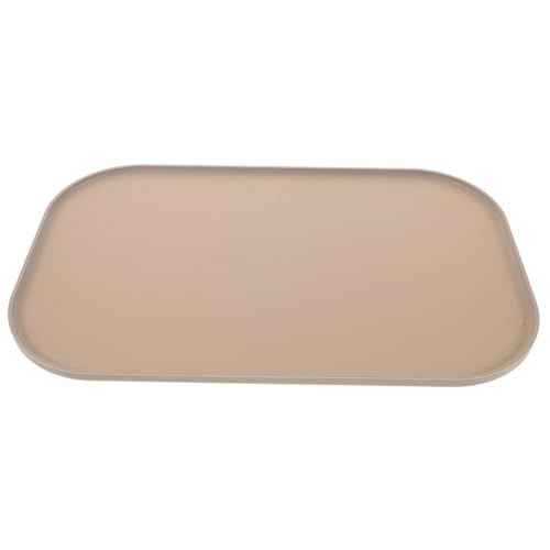 CVUTOVO rutschfeste Futtermatte mit Erhöhtem Randschutz für Hunde und Katzen Wiederverwendbar Schmutzabweisend Schützt Böden vor Verschütten Kompatibel mit Allen Futternäpfen Beige von CVUTOVO