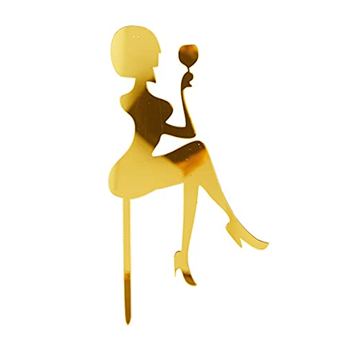 CVZQTE Acryl Kuchen High Heels Lady Weinglas Happy Birthday Cake Beauty Junggesellenabschied Dekoration von CVZQTE