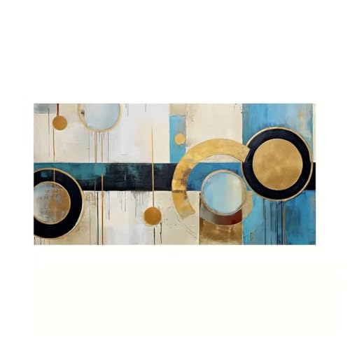 3 Stück-Leinwand-Poster Abstrakte Wandkunst Leinwand Geometrisches Kreis-Blockgemälde Beige Grau Braun Bild Gold Strukturiertes Kunstwerk Wohnzimmer Schlafzimmer Dekor-50*100cm/(20*39Zoll) Kein Rahmen von CWBLYZ