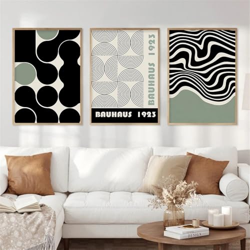 CWBLYZ 3Er-Set – Bauhaus-Poster Abstrakt Grün Geometrisch Moderne Wandkunst Leinwandgemälde Druckbares Bild für Wohnzimmer Küche Büro Zimmer Inneneinrichtung 40 * 50Cm (Ungerahmt) von CWBLYZ