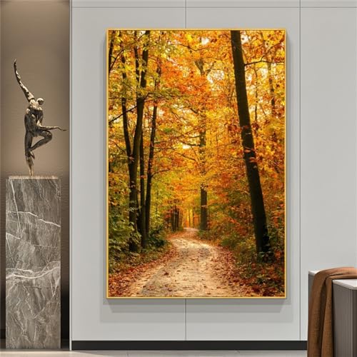 CWBLYZ Kunstplakat,3 Stück-Abstrakte Waldstraße Herbstbaum Leinwandmalerei Moderne Landschaftsplakate und Drucke Bilder für Wohnzimmer Schlafzimmer Zimmer Poster-60 * 120cm/(24 * 47 Zoll) Kein Rahmen von CWBLYZ