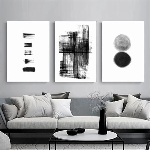 CWBLYZ Kunstposter,3er Set-Abstrakte Moderne Schwarz-Weiß-Linie Leinwandmalerei Poster und Drucke Wandkunst Bild für Wohnzimmer Küche Büro Zimmer Wohnkultur-40 * 50cm/(16 * 20Zoll) Ungerahmt Druck von CWBLYZ