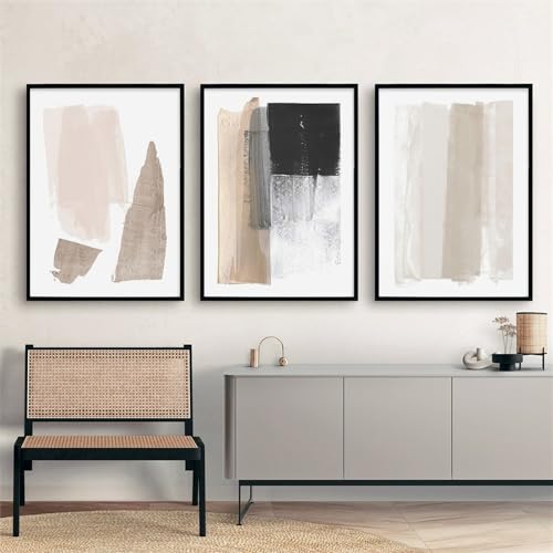 CWBLYZ Leinwand Wandkunst-Set von 3-Morden Skandinavischen Abstrakte Pinsel Wirkung Poster Einfache Leinwand Malerei Wand Kunstdruck Bild Wohnzimmer Küche Büro Wohnkultur-40 * 60cm (Ungerahmt) von CWBLYZ
