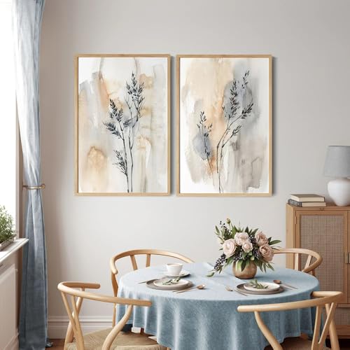 CWBLYZ Set Von 2-Pastell Erdige Töne Leinwand Malerei Abstrakte Pflanze Poster Prints Moderne Wandkunst Bild Kunstwerk für Wohnzimmer Büro Dekoration-50 * 70Cm (Ungerahmter Druck) von CWBLYZ