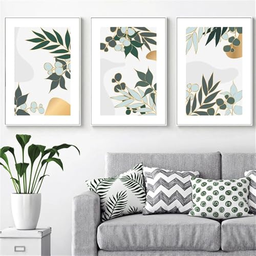 CWBLYZ Wandkunst-3 Bilder Set-Kleine Frische Laubbäume und Früchte Leinwand Malerei Wandkunst Einfaches Nordisches Bild Modernes Poster und Druck Wohnzimmer Büro Wohn Dekoration-60 * 70cm (Ungerahmt) von CWBLYZ