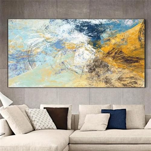 Kunstbilder,Set von 3-Leinwand-Poster Moderne Kunst Grau-Gelbe Wolke Moderne Abstrakte Kunst Gemälde Schlafzimmer Wohnzimmer Büro Korridor Wandkunst Raum Dekoration-50*100cm/(20*39 Zoll) Kein Rahmen von CWBLYZ
