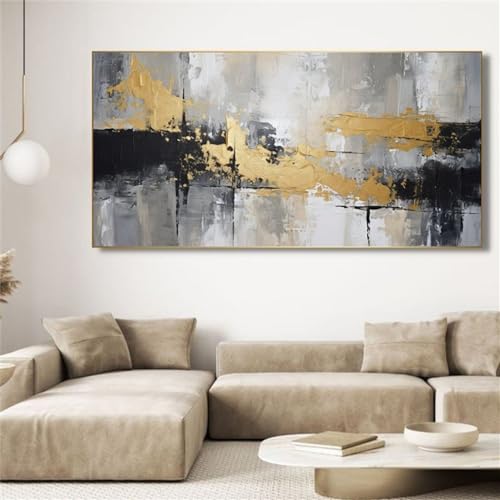 Kunstdrucke,3 Stück-Abstrakte Goldene Malerei Leinwand Poster Wand Kunst Bilder Moderne Schwarz Wohnzimmer Schlafzimmer Büro Zimmer Startseite Dekoration Kunstwerk-50*100cm/(20*39 Zoll) Kein Rahmen von CWBLYZ