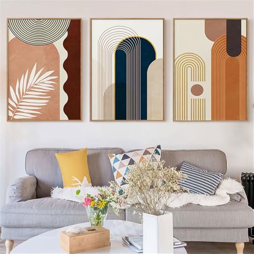 Kunstdrucke,3 Teilig-Abstrakte Farbblockblätter Leinwand Malerei Drucke Nordisch Wand Poster Bilder Wohnzimmer Büro Schlafzimmer Startseite Zimmer Dekor Kunst Bild-50*70cm/(20*27Zoll) Ungerahmt Druck von CWBLYZ