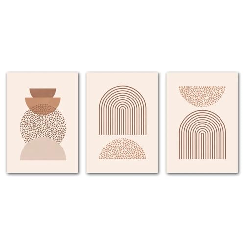 Kunstposter,3er Set-Boho Abstrakte Geometrie Linie Nordische Poster und Drucke Mid Century Wandkunst Leinwand Malerei Wandbilder für Wohnzimmer Startseite Dececor-40*60cm/(16*24Zoll) Ungerahmt Druck von CWBLYZ