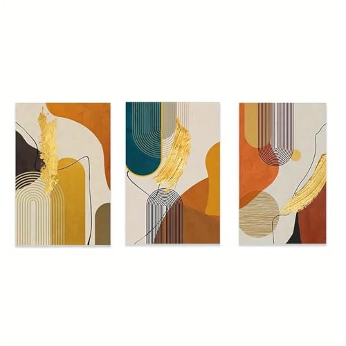 Kunstposter,3er Set-Gold Abstrakte Linie Leinwand Malerei Luxus Wand Kunst Poster Moderne Wand Kunst Wohnzimmer Küche Büro Schlafzimmer Startseite Zimmer Dekoration-40*50cm/(16*20Zoll) Ungerahmt Druck von CWBLYZ