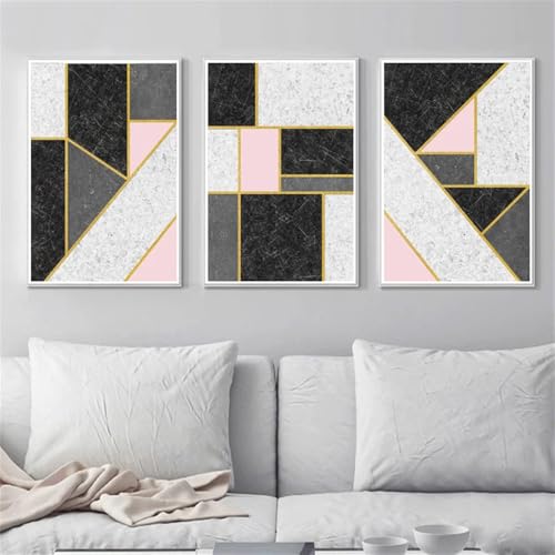 Leinwanddrucke-3 Stück-Abstrakte Geometrie Poster Spiel Wandkunst Modernes Leinwand Poster und Druck Nordische Bilder Kunstwerk für Wohnzimmer Büro Zimmer Schlafzimmer Dekor-40*60cm (Ungerahmt) von CWBLYZ