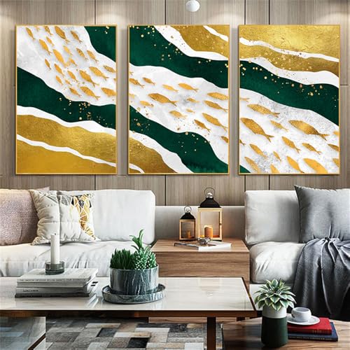 Leinwanddrucke-3 Stück-Abstrakte Kunstdrucke Schule Fisch Fluss Tiere Leinwand Poster Kunst Malerei Wand Bild Druck Moderne Wohnzimmer Küche Büro Startseite Zimmer Dekoration-50 * 60cm (Ungerahmt) von CWBLYZ