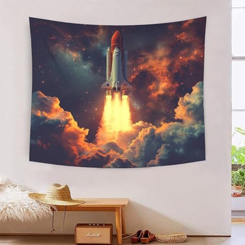 CWBNA0RBN Space Shuttle TapisseriesWandbehang Rocket to Der Mond ProgrammeWeiches Mikrofaser Stoff3D DruckenWandkunstMikrofaserAccessoires Für Schlafzimmer Wohnzimmer Kinderzimmer (Wall) 70cmx100cm von CWBNA0RBN