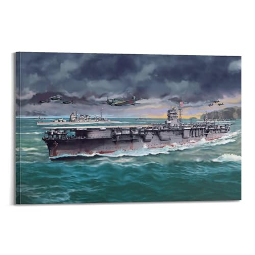 Kriegsschiff-Poster, japanischer Flugzeugträger, Hiryu-Flugzeugträger, dekorative Leinwand, Familienschlafzimmer, Kunstwerk, Bild, Gemälde, 40 x 60 cm von CWBUFD