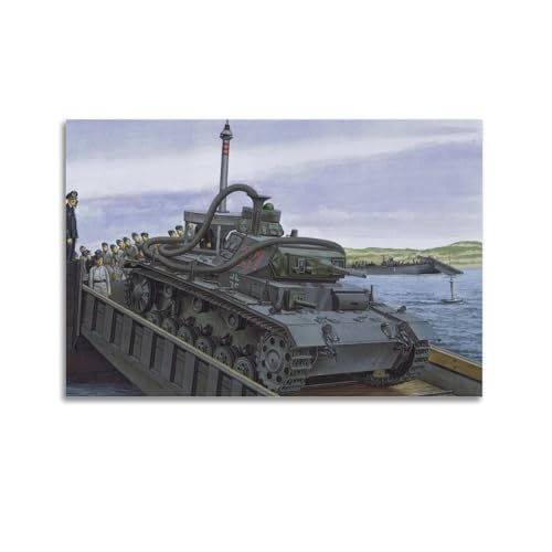 Poster im Zweiten Weltkrieg Pz.Kpfw.III Ausf.F (3,7 cm) (T) Operation Seelowe dekorative Leinwand, Familie, Schlafzimmer, Kunstwerk, Bild, Gemälde, 30 x 45 cm von CWBUFD