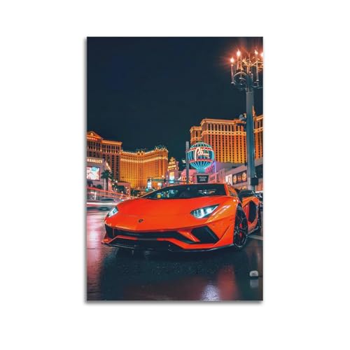 Supercar Poster Aventador SVJ Neonlicht Nacht Las Vegas Streifen Stadtbild dekorative Leinwand Familie Schlafzimmer Kunstwerk Bild Gemälde 40 x 60 cm Supercar Poster Aventador SVJ Neonlicht Nacht Las Vegas Streifen Stadtbild dekorative Leinwand Familie Schlafzimmer Kunstwerk Bild Gemälde 40 x 60 cm von CWBUFD