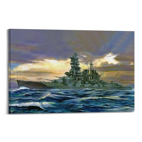WWII Vintage Battleship Poster 1944 Kongo – Koizumi & Sasaki Dekorative Leinwand Familie Schlafzimmer Kunstwerk Bild Gemälde 40 x 60 cm von CWBUFD