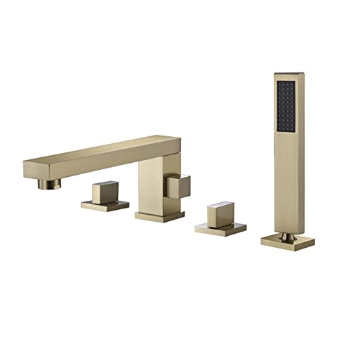 CWCQGH 4-Loch-Badewannenmischbatterie mit Dusche Badewannenarmaturen Badewannen-Duschset Duschkopf und Schlauchset für Badewannenarmaturen Wannenarmatur für Badezimmer, Gold, Vi,Gold-Four Holes CWCQGH 4-Loch-Badewannenmischbatterie mit Dusche Badewannenarmaturen Badewannen-Duschset Duschkopf und Schlauchset für Badewannenarmaturen Wannenarmatur für Badezimmer, Gold, Vi,Gold-Four Holes von CWCQGH