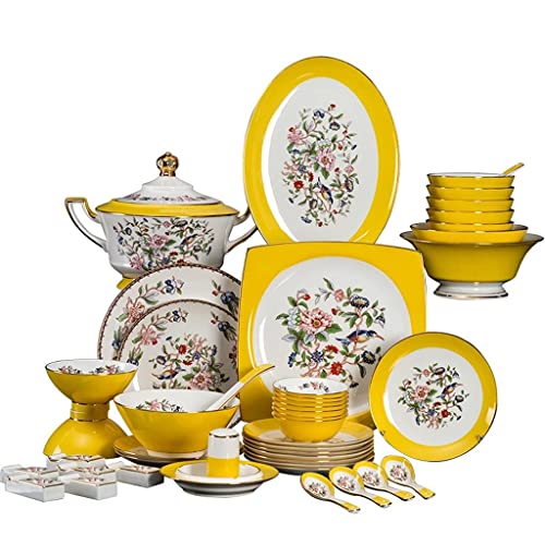 CWCQGH Abendessen Platte Set Farbe Hand-Malte Phnom Penh Bone China Geschirr Schüssel und Teller Set Geschenk von CWCQGH