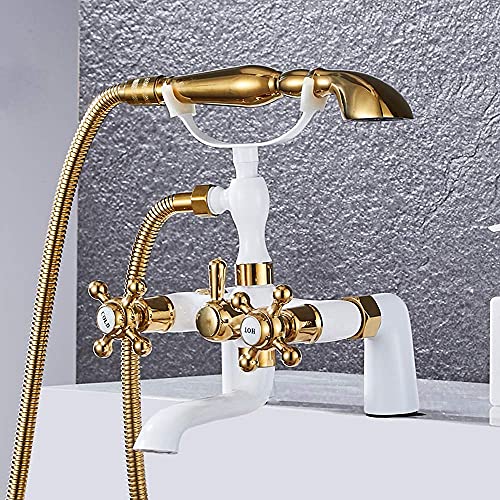 CWCQGH Armaturen, Überzug Badewanne Duschset Badewanne Seite Einfache Duschdeck Installation Doppelgriff 2 Funktionen Handbrause Dickes Messing Mischventil Warm- und Kaltwasserh,C von CWCQGH