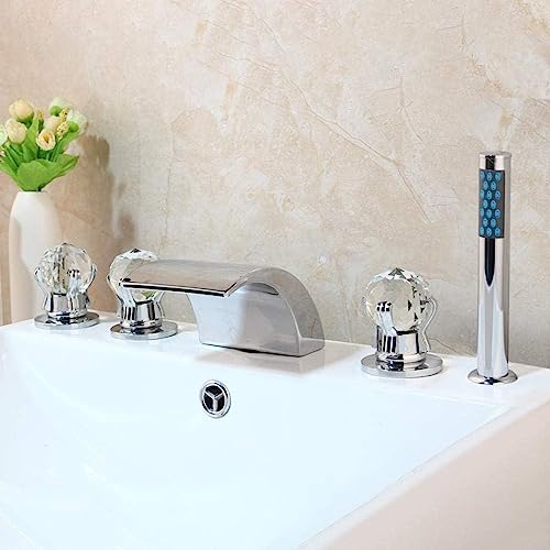 CWCQGH Deck montiert 5-teiliges Set Wasserhahn Wasserfall Auslauf mit Handbrause Badezimmer Badewanne Wasserhahn Bad Handbrause CWCQGH Deck montiert 5-teiliges Set Wasserhahn Wasserfall Auslauf mit Handbrause Badezimmer Badewanne Wasserhahn Bad Handbrause von CWCQGH