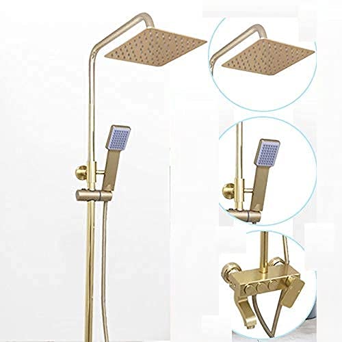 CWCQGH Dusche Schwarz Gold Duscharmatur Set Space Aluminium Regen Badezimmer Duschmischer Armaturen mit Bidet Heiß Kalt Wasser Mischbatterie, Weiß Golden A,Gold B CWCQGH Dusche Schwarz Gold Duscharmatur Set Space Aluminium Regen Badezimmer Duschmischer Armaturen mit Bidet Heiß Kalt Wasser Mischbatterie, Weiß Golden A,Gold B von CWCQGH