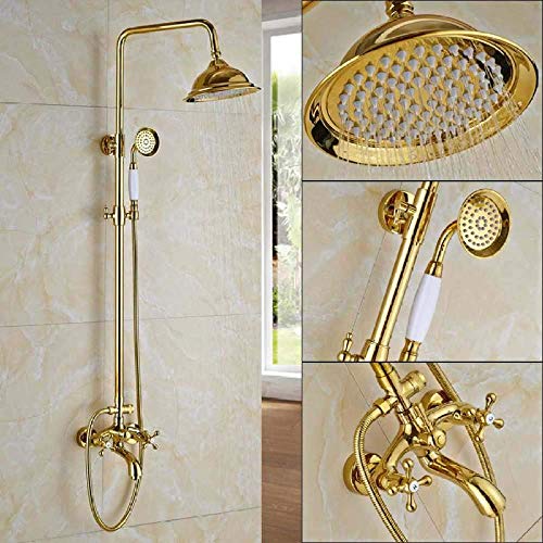 CWCQGH Duschset Dusche Golden Duschset Wasserhahn Einhebel 3-Wege 8" Regendusche mit Handbrause Wasserfallauslauf Badewannendusche,Golden Faucet D,Golden Faucet E CWCQGH Duschset Dusche Golden Duschset Wasserhahn Einhebel 3-Wege 8" Regendusche mit Handbrause Wasserfallauslauf Badewannendusche,Golden Faucet D,Golden Faucet E von CWCQGH