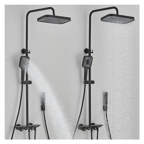 CWCQGH Duschsets, Thermostat-Duscharmatur mit digitalem Display, 4-Wege-Badezimmer-Duschsets, Messing-Mischventil mit Bidet-Wasserhähnen von CWCQGH