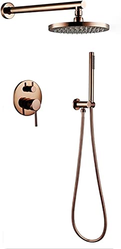 CWCQGH Duschsystem, rundes Regenduschkopfsystem in Roségold mit Handbrause-Kombi-Set, wandmontiertes Duscharmatur-Set komplett mit Messingventil, 12 Zoll,10 Inch CWCQGH Duschsystem, rundes Regenduschkopfsystem in Roségold mit Handbrause-Kombi-Set, wandmontiertes Duscharmatur-Set komplett mit Messingventil, 12 Zoll,10 Inch von CWCQGH