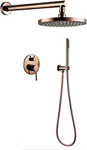 CWCQGH Duschsystem, rundes Regenduschkopfsystem in Roségold mit Handbrause-Kombi-Set, wandmontiertes Duscharmatur-Set komplett mit Messingventil, 12 Zoll,12 Inch CWCQGH Duschsystem, rundes Regenduschkopfsystem in Roségold mit Handbrause-Kombi-Set, wandmontiertes Duscharmatur-Set komplett mit Messingventil, 12 Zoll,12 Inch von CWCQGH