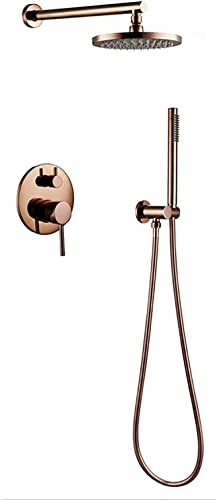 CWCQGH Duschsystem, rundes Regenduschkopfsystem in Roségold mit Handbrause-Kombi-Set, wandmontiertes Duscharmatur-Set komplett mit Messingventil, 12 Zoll,8 Inch CWCQGH Duschsystem, rundes Regenduschkopfsystem in Roségold mit Handbrause-Kombi-Set, wandmontiertes Duscharmatur-Set komplett mit Messingventil, 12 Zoll,8 Inch von CWCQGH