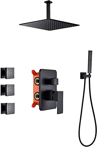 CWCQGH Duschsystem, verdeckter schwarzer Duschhahn, Einhebel-Warm- und Kaltwasser-Dusch-Kombi-Set mit Handbrause und Regenduschkopf, Körperbrause, Massagewanne und Dusche,Type B-8 Inches CWCQGH Duschsystem, verdeckter schwarzer Duschhahn, Einhebel-Warm- und Kaltwasser-Dusch-Kombi-Set mit Handbrause und Regenduschkopf, Körperbrause, Massagewanne und Dusche,Type B-8 Inches von CWCQGH