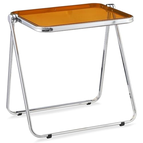 CWCQGH Kompakter, zusammenklappbarer TV-Tabletttisch – kein Zusammenbau erforderlich. Kleiner Schreibtisch aus Acryl für das Home Office. Zusammenklappbarer Beistelltisch f,D von CWCQGH