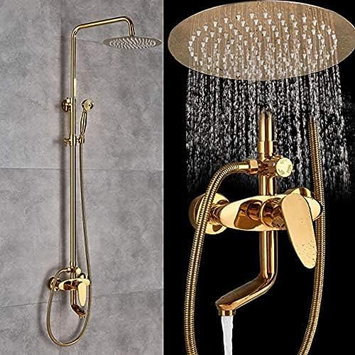 CWCQGH Luxus 8 Zoll Regenbadewanne Duschset Wasserhahn + Handbrause Wandmontage Drehbarer Auslauf Duschmischbatterie Golden Shower Kits CWCQGH Luxus 8 Zoll Regenbadewanne Duschset Wasserhahn + Handbrause Wandmontage Drehbarer Auslauf Duschmischbatterie Golden Shower Kits von CWCQGH