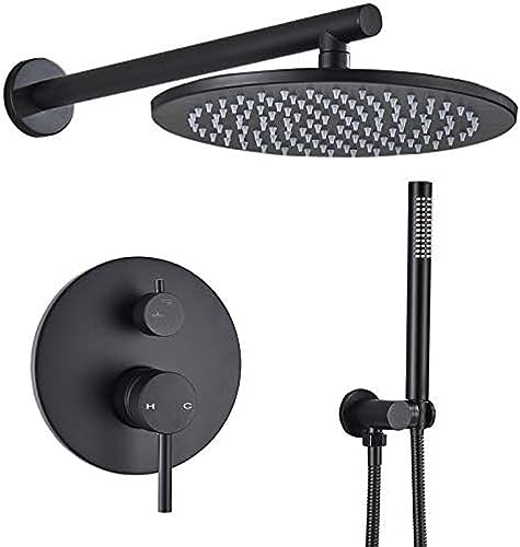 CWCQGH Messing-Schwarz-Duschset, Badezimmer-Wasserhahn, Decken- oder Wandduscharm, Umsteller, Mischbatterie, Handbrause-Sets mit 16-Zoll-Regenduschkopf CWCQGH Messing-Schwarz-Duschset, Badezimmer-Wasserhahn, Decken- oder Wandduscharm, Umsteller, Mischbatterie, Handbrause-Sets mit 16-Zoll-Regenduschkopf von CWCQGH