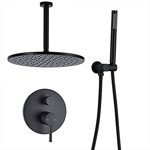 CWCQGH Messing-Schwarz-Duschset, Badezimmer-Wasserhahn, Decken- oder Wandduscharm, Umsteller, Mischbatterie, Handbrause-Sets mit 8-16-Duschkopf, 16-Zoll-Duschset W,12 Inch Shower Set C CWCQGH Messing-Schwarz-Duschset, Badezimmer-Wasserhahn, Decken- oder Wandduscharm, Umsteller, Mischbatterie, Handbrause-Sets mit 8-16-Duschkopf, 16-Zoll-Duschset W,12 Inch Shower Set C von CWCQGH