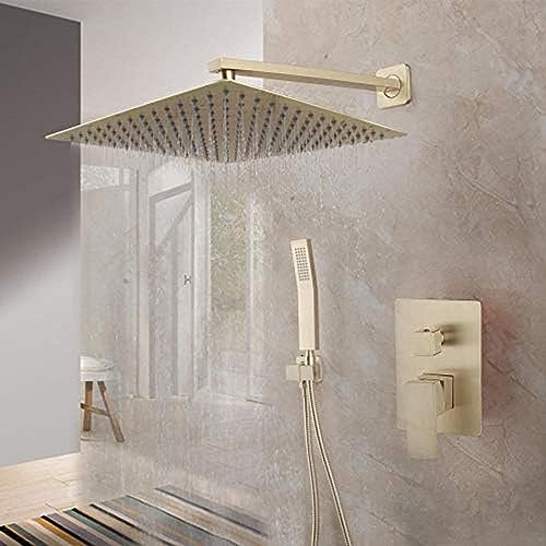 CWCQGH Nickel-Golden 12 Zoll Duscharmatur-Set Duschkopf Wandmontage Regendusche Set W/Handbrause Mischbatterie-Set CWCQGH Nickel-Golden 12 Zoll Duscharmatur-Set Duschkopf Wandmontage Regendusche Set W/Handbrause Mischbatterie-Set von CWCQGH