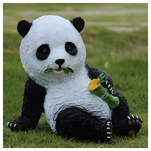 CWCQGH Panda-Figur – Pandabär, der Bambus frisst, Statue, handbemalte Tierkunst-Skulptur, Souvenir von CWCQGH