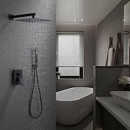CWCQGH Wandmontage 8 Zoll Regendusche System Dusche Wasserhahn Dusche Kopf Kombination Set Schwarz von CWCQGH